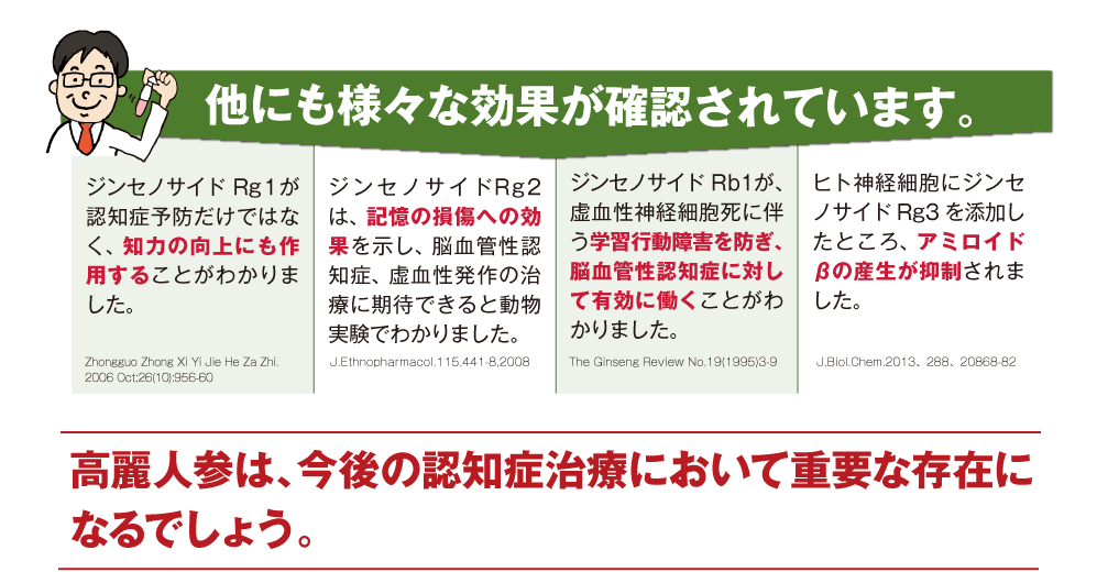 他にも様々な効果が確認されている高麗人参