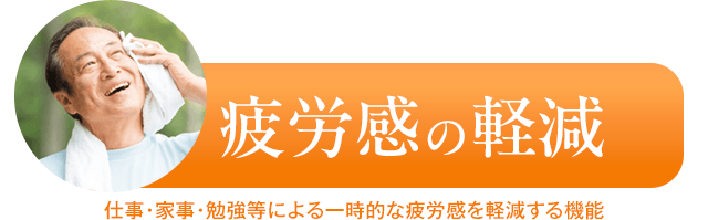 疲労感の軽減　仕事・家事・勉強等による一時的な疲労感を軽減する機能
